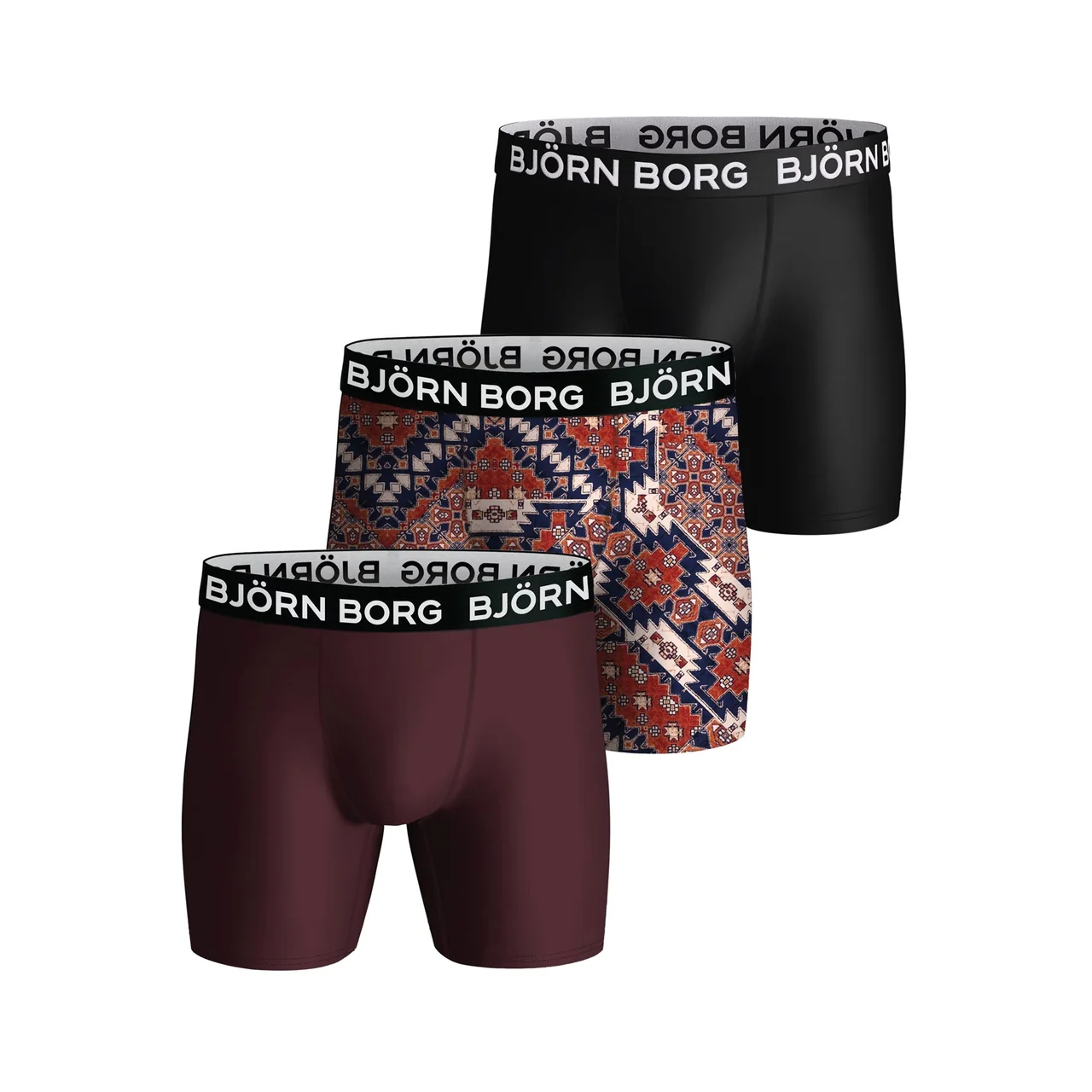 Björn Borg Performance Boxer Black/Print/Red 3-pack