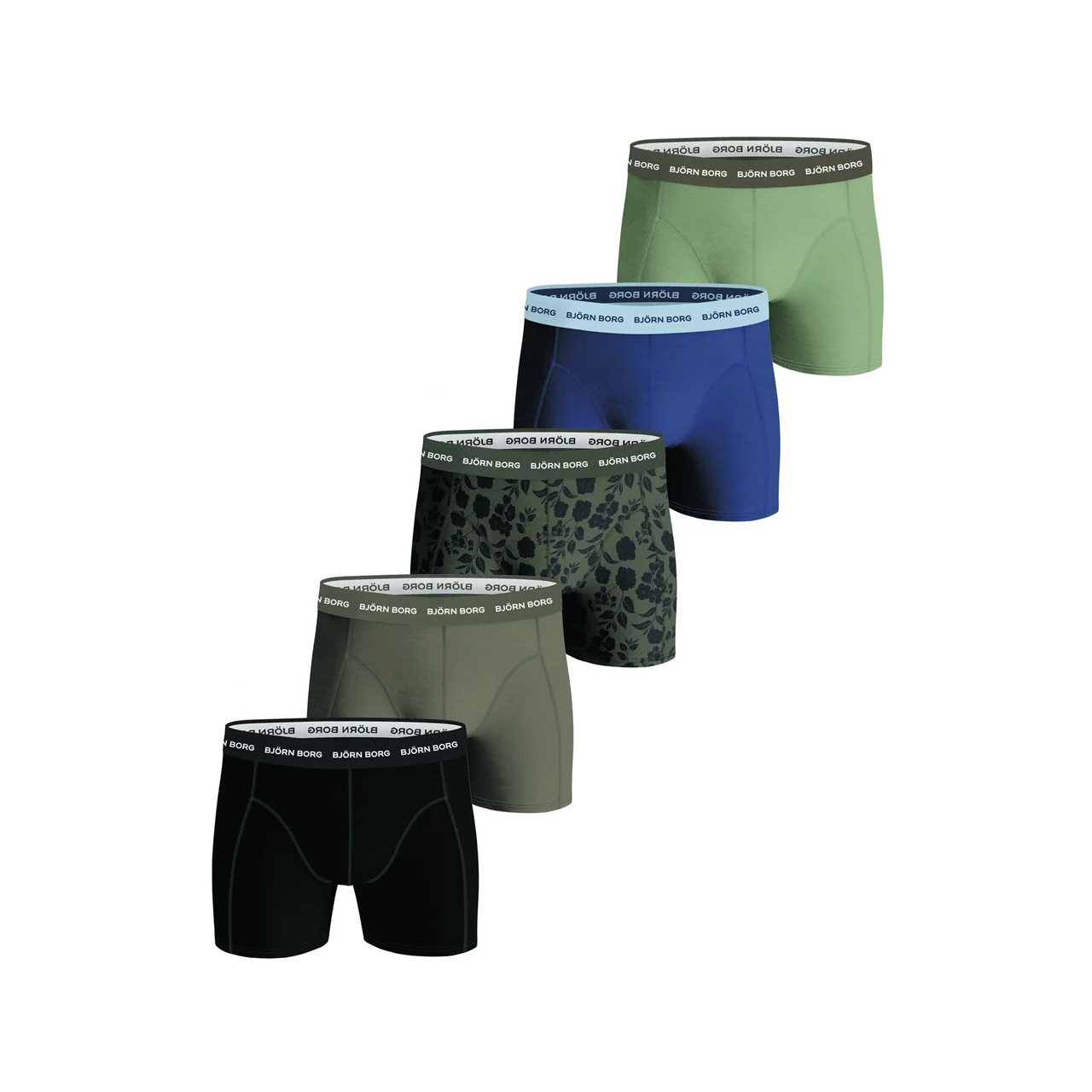Björn Borg Multi Essantial Shorts  Green/Black/Blue 5-pack